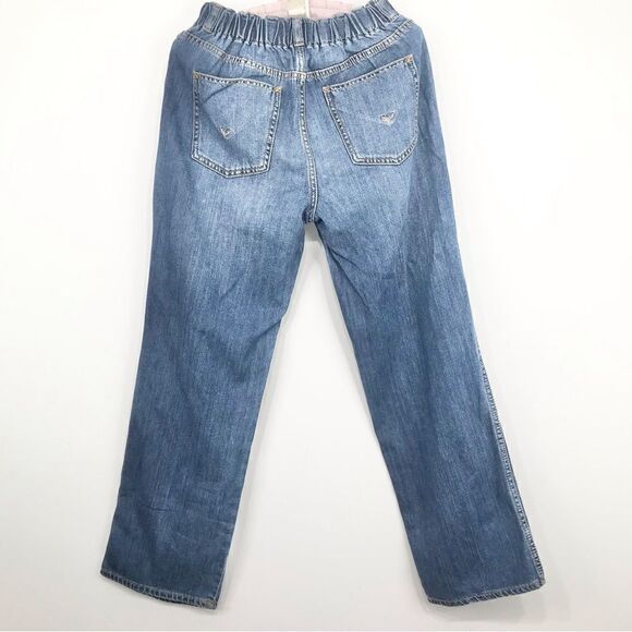 Hudson REMI Blue Denim High Rise Straight Leg Gathered Waist Crop Ankle Jeans - Picture 5 of 16